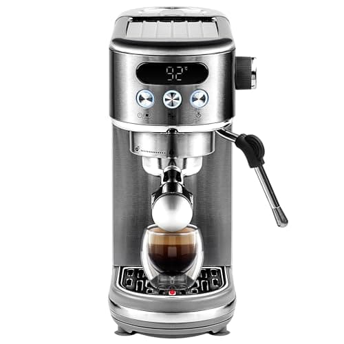 Image of Daewoo Compact Espresso Coffee Machine, Digital, 20Bar Pressure, Professional Look With Steam Wand, Barista Quality Coffee Made At Home With Ground Coffee, 1.2 Litre Water Tank, Accessories Included