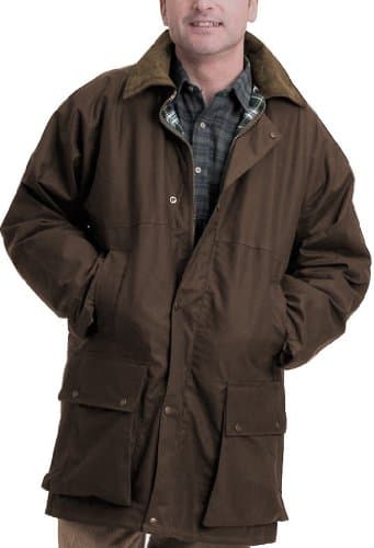 Image of British Quilted Wax Rain Jacket (M, Brown)
