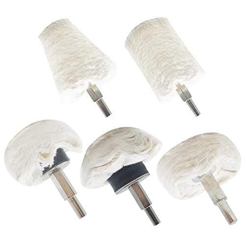 Image of Lifreer Polishing Pads for Drill, 5 Pcs Polishing Wheels Buffing Wheels for Drill Cotton Polishing Pad Mop Kit Tool for Car, Metal, Stainless Steel, Jewelry, etc Cone/Column/Mushroom