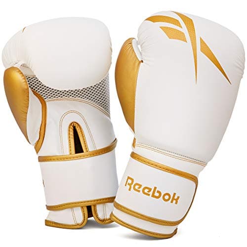 Image of Reebok Unisex's Boxing Gloves, Gold/White, 12 oz