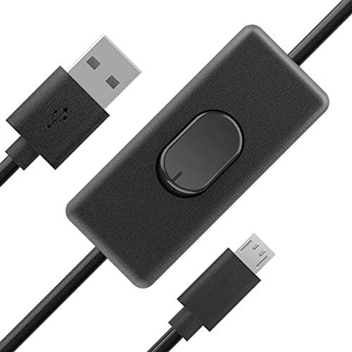 Image of Akasa USB 2.0 Type-A to Micro-B Cable with Switch | USB Power Switch for Raspberry Pi 3 Power Supply Cable | 150cm | AK-CBUB58-15BK