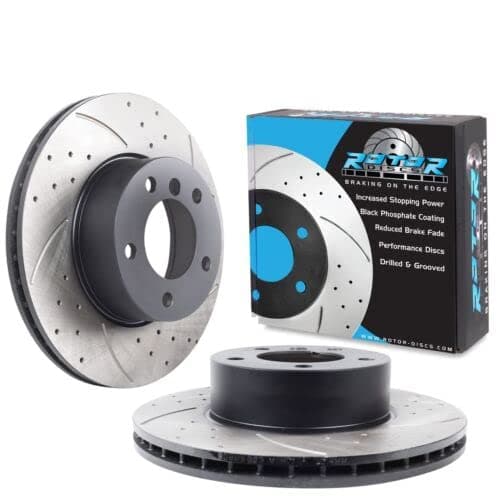 Image of Direnza Front Drilled Grooved 300mm Brake Discs Compatible with BMW 3 Series E90 E91 E92 320I 325I