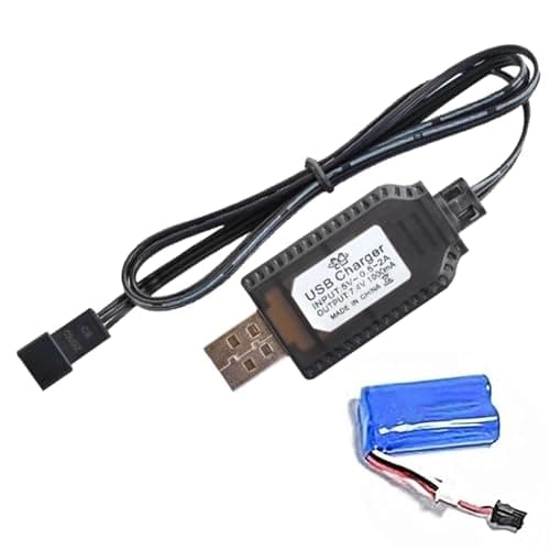 Image of Fast Charging Cable - Lithium Charger 7.4V 1000mA | USB Cord for Drone, Toy Battery, RC Airplane, SM-2P SM-3P SM-4P Connectors, Auto Sensing Wire, Adapter