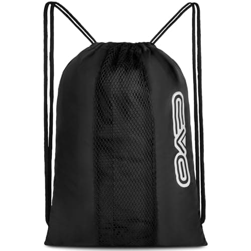 Image of EVO Fitness Drawstring Bags - Lightweight Gym Backpack Men, Ideal for Gym Travel and Cycling Durable Mesh Material wiht Adjustable Shoulder Straps Drawstring sports bag (Black)