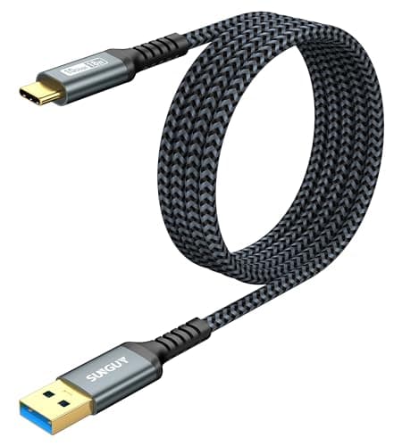 Image of SUNGUY USB C to A Charging Cable, 5FT Braided Type C 3.1 Gen 2 Fast Charging 10Gbps Data Transfer for iPhone 15 Pro Max, Galaxy S24 S23, Switch PS5, Pixel 7
