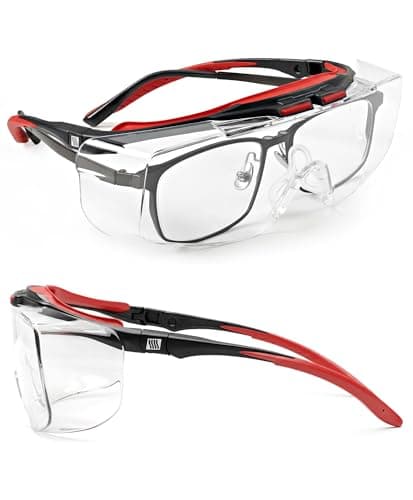 Image of LANON Safety Glasses Over Glasses, ANSI Z87.1 Lenses with Anti-Fog & Scratch, UV Protection, Soft TPR Nose Pads, Adjustable Protective Eyewear Goggles