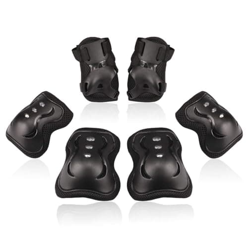 Image of BOSONER Knee Pad for Kids 6 In 1 Knee and Elbow Pads for Children, Protective Gear Set with Wrist Guards, Kids Knee Pads for Skating (Black, Small (3-8 years))