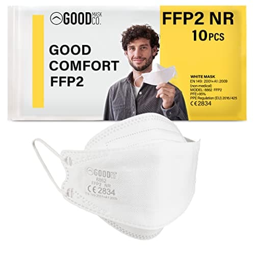 Image of Good Mask Co.Good Comfort Adult Face Masks FFP2 Mask, Disposable and Comfortable Face Masks Dust mask (10pcs, White)
