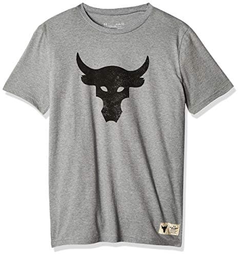 Image of Under Armour Boys' Project Rock Graphic T-Shirt (Steel Light Heather/Black - 035, Youth Large)