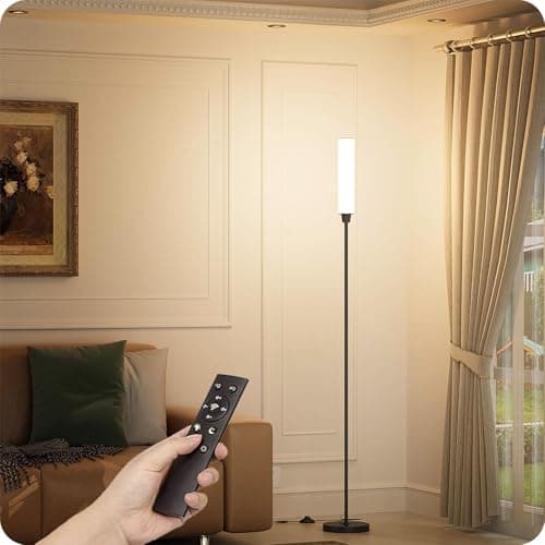Image of pekipe Dimmable Floor lamp with Remote Control,Floor Lamp for Bedroom Living Room Office,Adjustable Brightness (10%-100%) and Color Temperature (3000k-6000k),LED Corner Lamp with Foot Switch (Black)