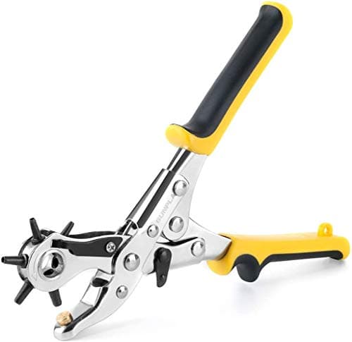 Image of Gunpla Heavy Duty Leather Hole Punch Revolving Craft Puncher Hole Tool Punch Plier Grip Brass Pad, Screwdriver Grinding Rod for Saddle, Watch Strap, Shoe, Fabric, Multi Sized Belt Hole Puncher