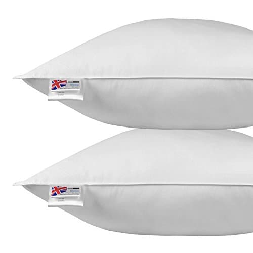 Image of HOMESCAPES Microfibre Euro Continental Square Pillow Pair - 80cm x 80cm (32″x32″) Luxury Synthetic European Pillows Soft Support 100% Microfibre Casing
