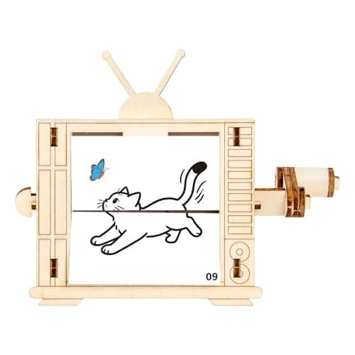 Image of DIY Animation Kit, Hand-Cranked Zoetrope STEM Science Project, Retro TV Design Classic Animation Toy, Battery-Free Educational Build Your Own Gift For Kids, Ages 8-12