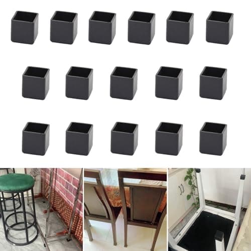 Image of 16Pcs Square 20x20mm Silicone Chair Leg Floor Protector, Black Chair Leg Caps, Furniture Foot Protectors, Stool Leg caps to Prevent Hardwood Floor Scratches and Reduce Noise