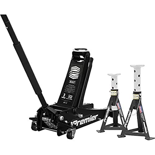 Image of Sealey Trolley Jack 3 Tonne & Axle Stands (Pair) 3 Tonne per Stand Combo - 3040ABCOMBO