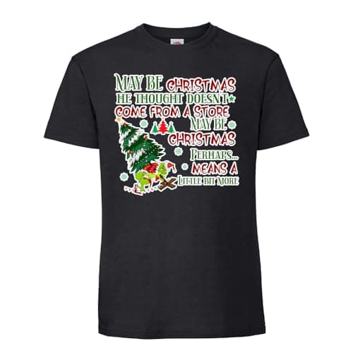 Image of Getagift Christmas Grinch, May Be Christmas, he Thought Doesn't Come from a Store, Men Short Sleeve Cotton T-Shirt. (UK, Numeric, 34, 36, Regular, Regular, Black)
