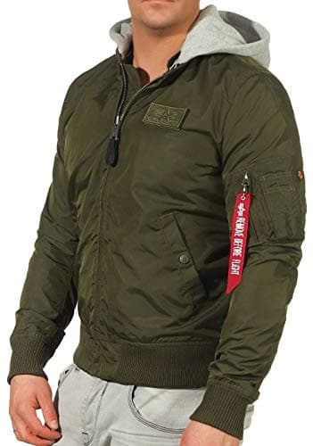 Image of Alpha Industries MA-1 TT Hood Bomber Jacket for Men Dark Green