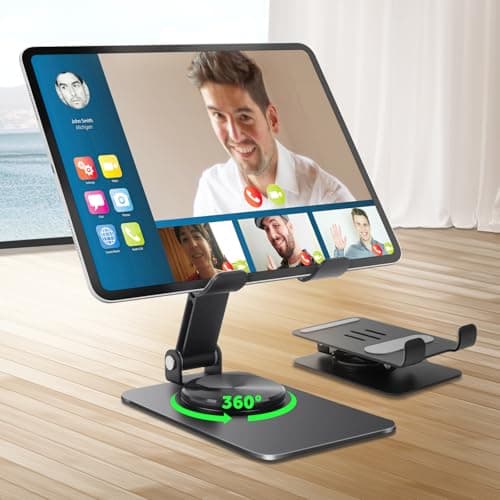 Image of HOTUT Tablet Stand,Stand Tablet Desk Holder Foldable,360° Adjustable Tablet Stand Foldable,Rotating Portable Monitor Stand,Compatible with Phone,Tablets,PS,Switch,Portable Monitor,other 4"-13" Device