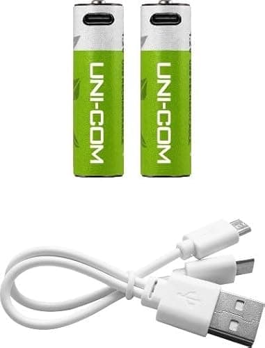 Image of UNI-COM 2 Pack AAA USB Li-ion Rechargeable Batteries with Twin USB Cable - Ideal for Remotes Toys Mouse Torch