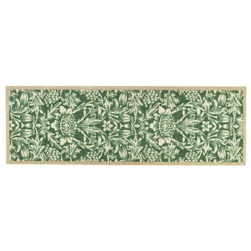 Image of My Mat Heritage Green Runner Nylon Indoor Pattern Washable Doormat for Hallway, Kitchen, Front Door 50x150cm