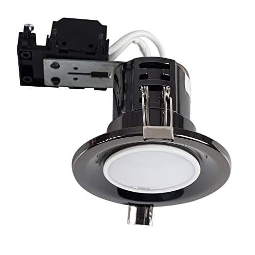 Image of MiniSun | Modern Fire Rated Black Chrome GU10 Recessed Ceiling Downlight/Spotlight | Ceiling Spots, Home Décor & Improvement Essential | Mains Wired
