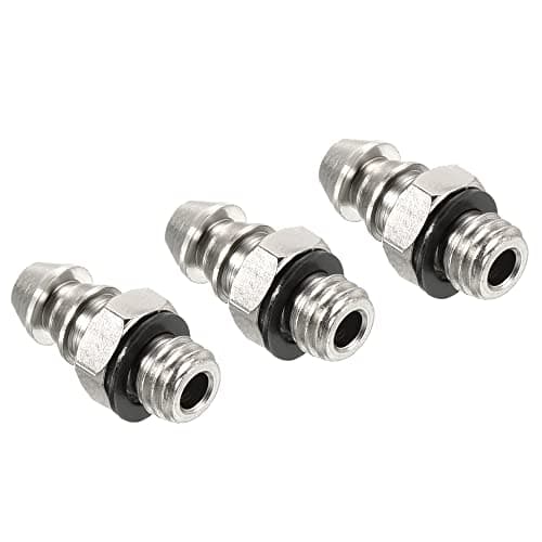Image of PATIKIL Hose Barb Fitting Straight 5mm Barbed M5x0.8 Male Thread, 3 Pack Electroplated Copper Mini Pipe Connector, Silver
