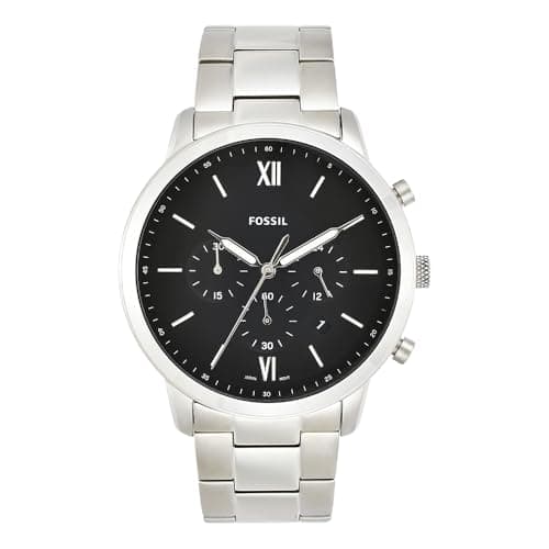 Image of Fossil Watch for Men Neutra, Quartz Chronograph Movement, 44 mm Silver Stainless Steel Case with a Stainless Steel Strap, FS5384