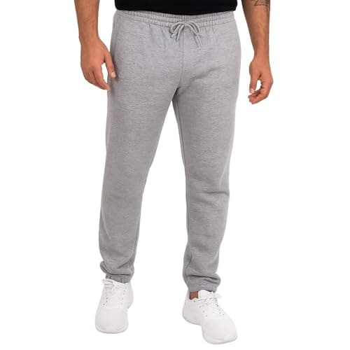 Image of Urban Road Men’s Fleece Jogging Bottoms – Winter Warm Sweatpants with Zipped Pockets & Drawcord Waist, Heavyweight 280gsm Joggers, Casual Sports & Loungewear Trousers Grey