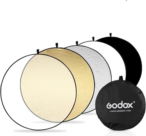 Image of GODOX Collapsible Photography Light Reflector, 5-in-1 Oval Multi Disc Diffuser with Carrying Bag- Gold, Silver, Black, White, Translucent for Photo Studio Outdoor Lighting (5in1 110CM)