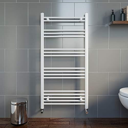 Image of Modern 1200 x 600mm Bathroom Heated Towel Rail Radiator Straight White 17 Rails