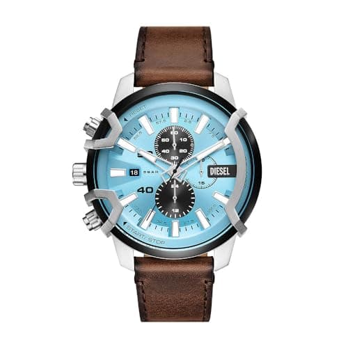 Image of DIESEL Griffed Watch for Men, Quartz Chronograph Movement with Leather Strap