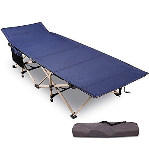 Image of REDCAMP Folding Camping Beds for adults, 28" Extra Wide Heavy Duty Sturdy Camp Bed Portable, Stronge Thicker Tubes Sleeping Cot Outdoor Travel Office (Blue)