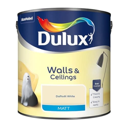 Image of Daffodil White Walls & Ceilings Matt Emulsion Paint 2.5L – Smooth Creamy Finish, Quick Dry, Low VOC, Easy Application for Interior Walls & Ceilings