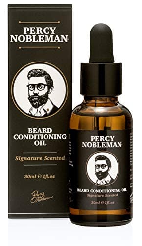 Image of Percy Nobleman Beard Oil – 99 % Natural Conditioning & Grooming Oil – Argan, Jojoba, Avocado, Almond & Marula Oils – Vanille Musk Scent – Softens, Nourishes & Tames Coarse Beards (30 ml)