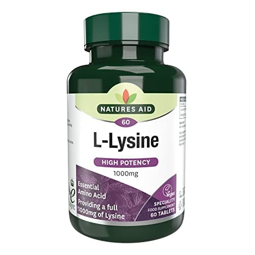 Image of Natures Aid L-Lysine 1000mg – High Strength Essential Amino Acid – Supports Immune System, Muscle Recovery, Collagen, Bone Health & Energy – Vegan, Gluten-Free - 60 Tablets