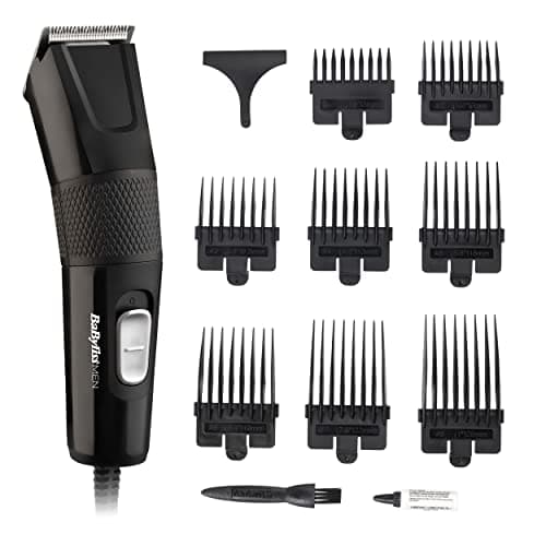 Image of BaByliss Hair Clipper Precision Power, Corded Hair Clippers for Men, Sharp Stainless Steel Blades, 8 cutter guides 1-8, Grooming Set, Black, 7755U
