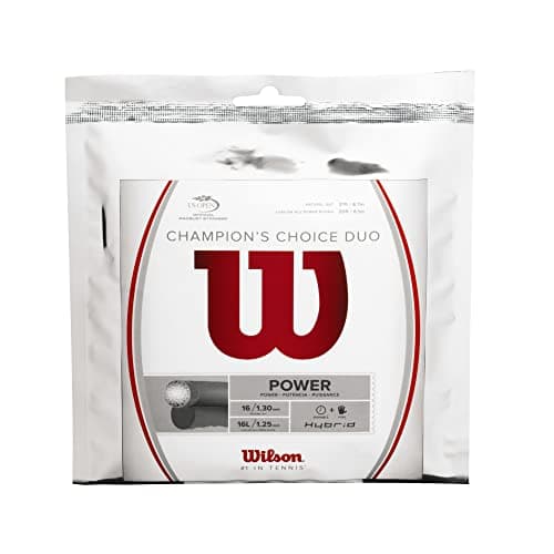 Image of Wilson Champion's Choice Duo Hybrid Tennis String Set, Roger Federer's String Of Choice, Combines Power & Feel, Colour: Silver