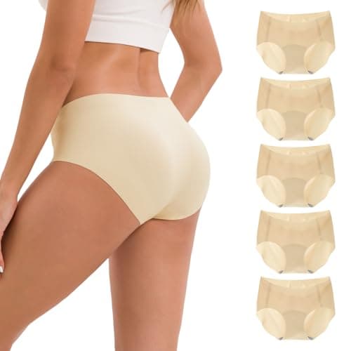 Image of INNERSY Nude Seamless Underwear for Women No Vpl Ladies Knickers No Show Hipster Panties Pack of 5 (14, 5 Classic Beige)
