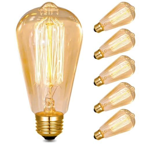 Image of Neviland E27 Vintage Light Bulbs Large Edison Screw Bulb - Squirrel Cage Shaped Filament - 2700K Warm White Dimmable - Pack of 6 (40, Watts)