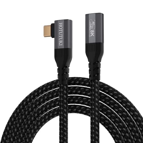Image of HOTUTUKI usbc extension cable right angle 2m-Compatible with Thunderbolt 4/usb 4, 40Gbps Data Transfer, 8K Video Display, 240W Power Delivery, type c Male to Female extender