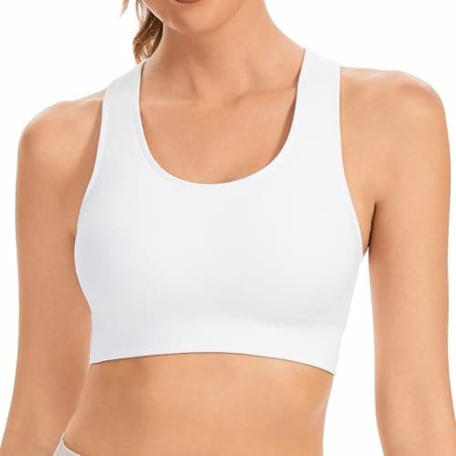 Image of Lemef Racerback Sports Bras for Women Medium Support Workout Bra Seamless Unpadded Yoga Gym Fitness Bra White M
