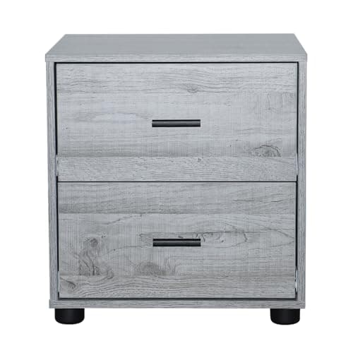 Image of URBNLIVING Drawer Bedside Cabinet (Ash Grey 2 Drawer)