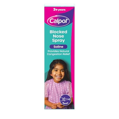 Image of Calpol Saline Nasal Spray (Pack of 1), Natural Congestion Relief from Cold & Flu, Sinusitis, Allergies and Hayfever, Blocked Nose Relief for Children from 3+ Years, Helps to Wash Away Built-Up Mucus