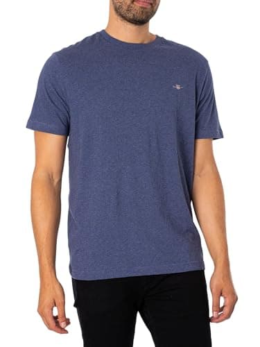 Image of GANT Men's Regular Shield T-Shirt, Grey Melange, Dark Jeans/Blue Melange, 3XL