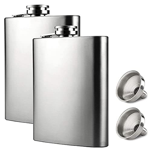 Image of Hip Flask with Funnel, 2 Pack 4 oz Stainless Steel Whiskey Flask 100% Leak Proof, Portable Pocket Hip Flask for Liquor for Men