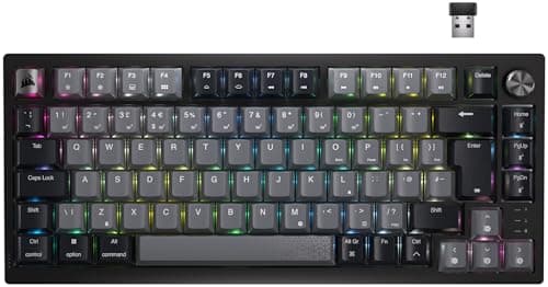 Image of Corsair K65 PLUS WIRELESS 75% RGB Mechanical Gaming Keyboard – Pre-Lubricated MLX Red Linear Switches – PBT Dye-Sub Keycaps – iCUE Compatible – PC, PS5, PS4, Xbox – QWERTY UK – Black/Grey