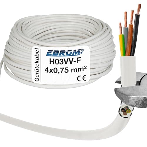 Image of Plastic cable round H03VV-F with LED cable 4 x 0.75 mm² (mm2) 4G0.75 – Colour: White 10 m / 15 m / 20 m / 25 m / 30 m / 35 m / 40 m / 45 m / 50 m 0 ft/18 0.13m/60m etc. up to 250m in 5m