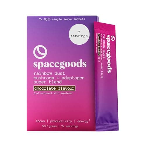 Image of Spacegoods Rainbow Dust 7 Day Sachet Pack | Flavoured Mushroom Coffee | 80mg of Natural Caffeine | Lions Mane, Chaga, Ashwagandha & Vitamin B5 | Experience Sharper Focus, Energy & Calm | Chocolate