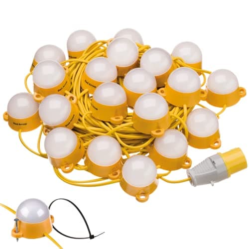 Image of Red Arrow Work Lights 110V LED Site Lighting Festoon Kits Interconnectable IP44 6500K 35,000 Hours Life Expectancy (50m)