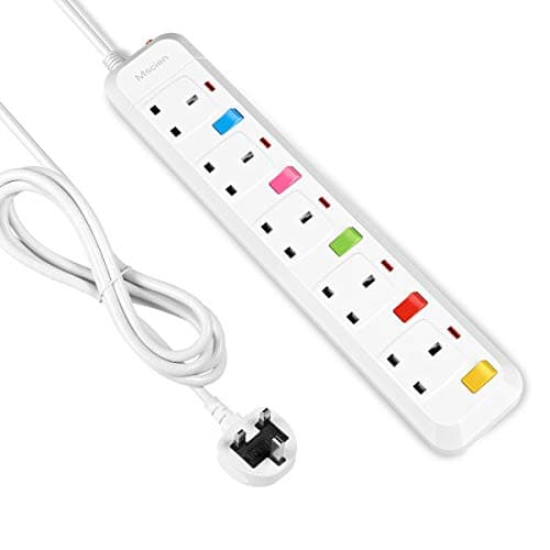 Image of 5M Extension Lead 5 Way Individually Switched,Mscien Surge Protected Extension Cord with 5 Meter Long Cable-White/Random Switch Color